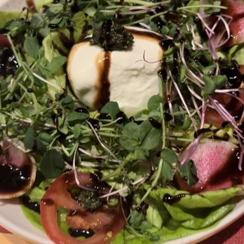 Der Garten Bistro - Homemade burrata salad with homemade pesto, microgreens and marinated radish and carrot - Salad Near Me - Taos Ski Valley, New Mexico Der Garten Bistro - Homemade burrata salad with homemade pesto, microgreens and marinated radish and carrot - Salad Near Me - Taos Ski Valley, New Mexico