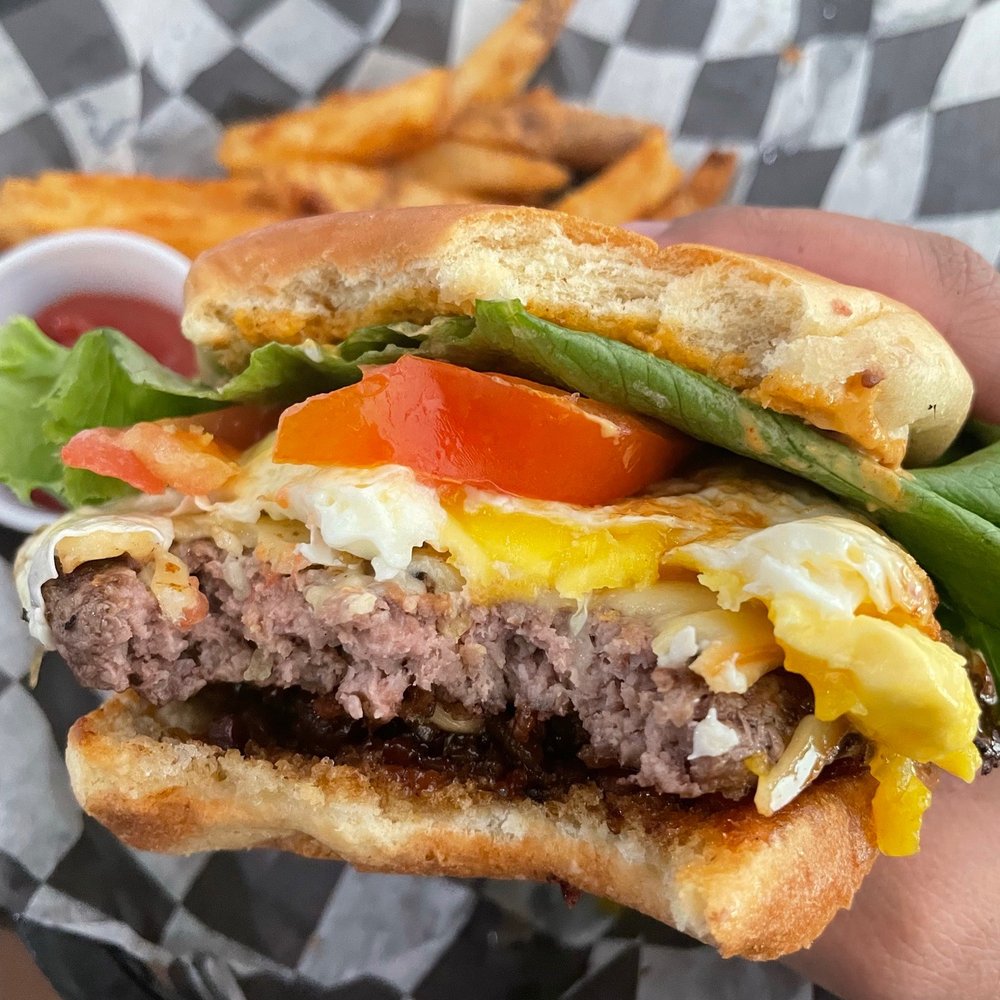 The Corner Bistro & Catering - 1/2 lb. Bistro Burger - Burgers Near Me - Hampton, Virginia The Corner Bistro & Catering - 1/2 lb. Bistro Burger - Burgers Near Me - Hampton, Virginia
