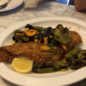 Vern's - Halibut fish with shishito peppers - New American Near Me - Rochester, New York