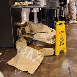 Instead of removing used bags, they put a caution sign
