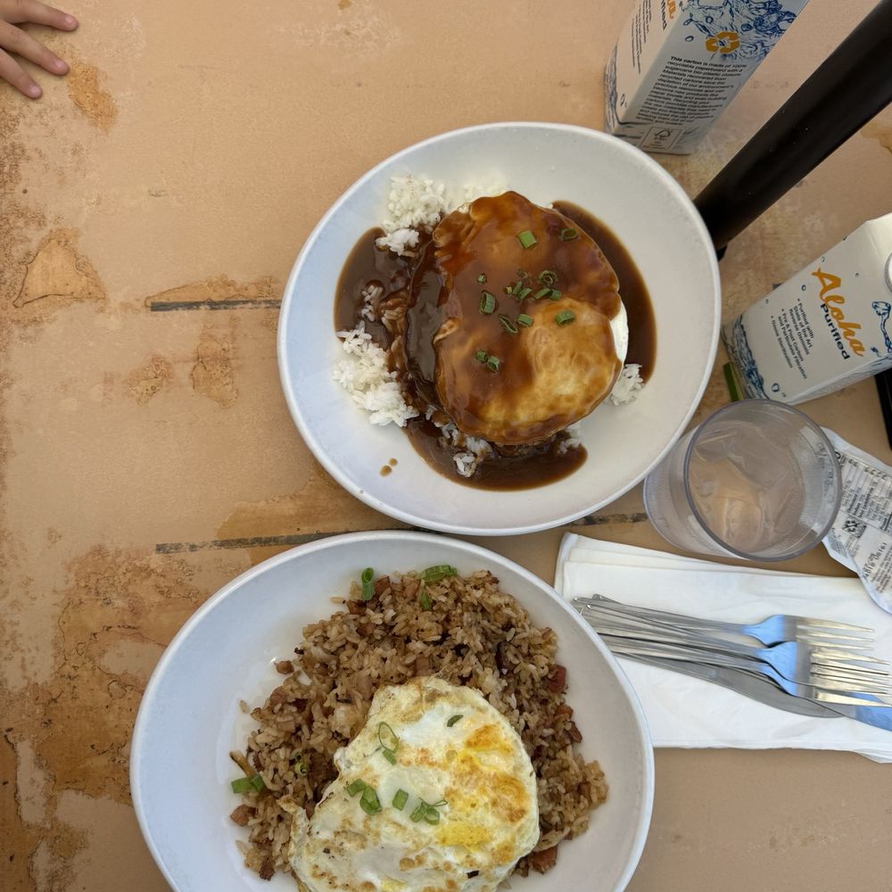 Kihei Caffe - Top: loco moco, bottom: pork fried rice - Hawaiian Near Me - Kihei, Hawaii Kihei Caffe - Top: loco moco, bottom: pork fried rice - Hawaiian Near Me - Kihei, Hawaii
