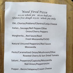 Pizza Mia Wood Fire Pizza - Menu