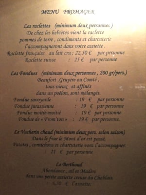 Menu photo 1 La Fromagerie Meribel, 73 Menu photo 1 La Fromagerie Meribel, 73