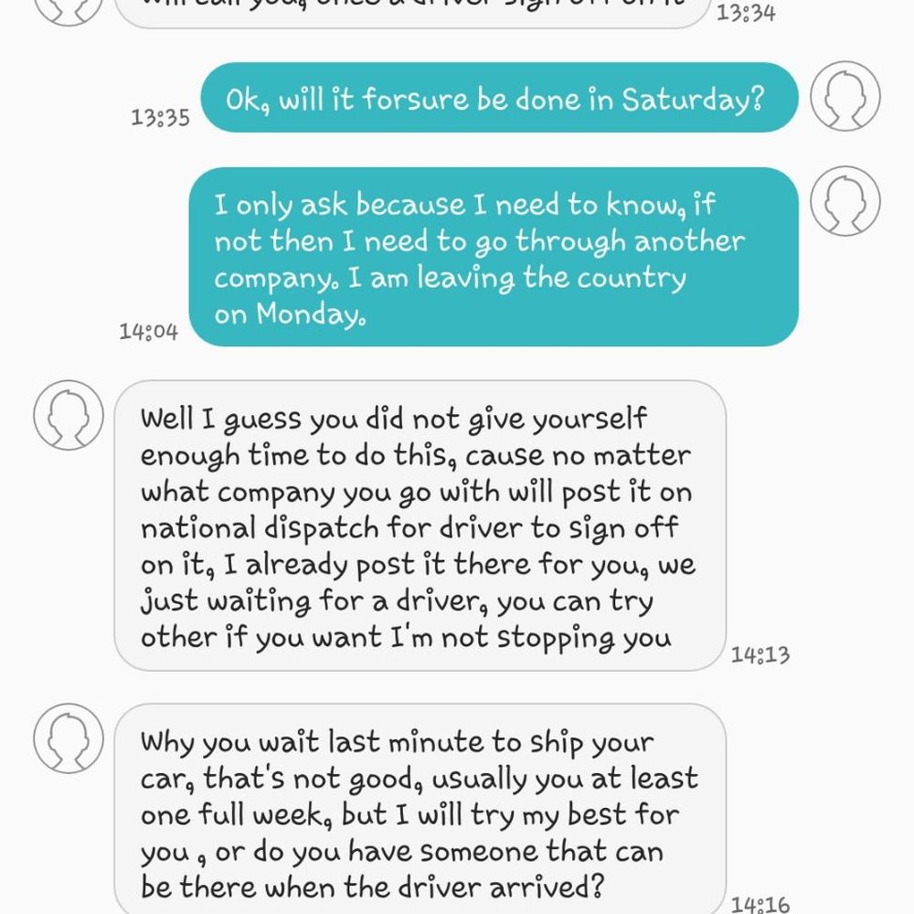 Cobalt Auto Logistic Services - Here is my ever so lovely exchange with Haskell. Terribly rude. - Vehicle Shipping Near Me Cobalt Auto Logistic Services - Here is my ever so lovely exchange with Haskell. Terribly rude. - Vehicle Shipping Near Me