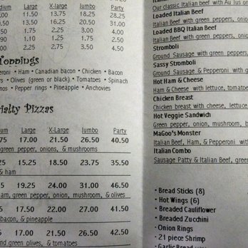 Raydee Magoo's - Raydee Menu. - Pizza Near Me - Hobart, Indiana