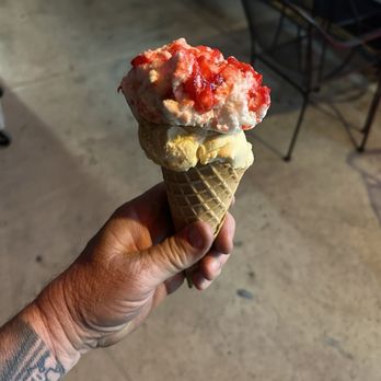Water Ice Cream & More - Double Scoop with salted caramel and strawberry cheesecake. - Ice Cream & Frozen Yogurt Near Me - Tempe, Arizona