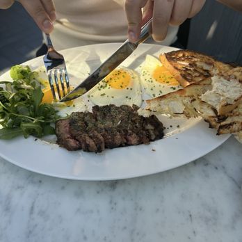 RH Rooftop Restaurant at RH Dallas - Aussie Steak and Eggs- garlicy, amazing bread, perfectly runny eggs - American Near Me - Dallas, Texas RH Rooftop Restaurant at RH Dallas - Aussie Steak and Eggs- garlicy, amazing bread, perfectly runny eggs - American Near Me - Dallas, Texas