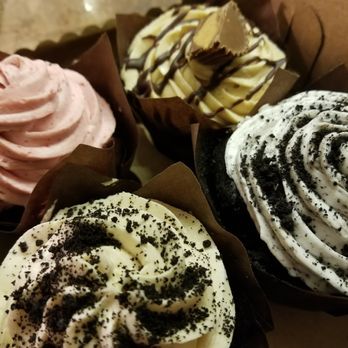 Wheatberry Bake Shop - Regular peanut butter, vegan chocolate raspberry, vegan oreo, and a mystery vegan cupcake. - Bakeries Near Me - Snyder, New York