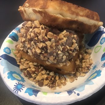 CREAM - Rocky Road ice cream waffle sandwich with almonds - Desserts Near Me - Concord, California