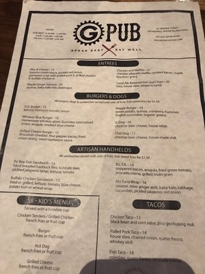 Menu photo 1 G Pub Providence, RI