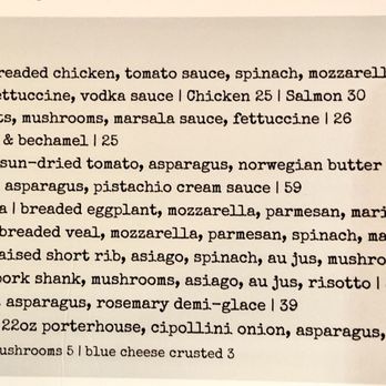 Sam & Luca Italian Bistro - entree menu as of 5-23-26 - Italian Near Me - Mesa, Arizona