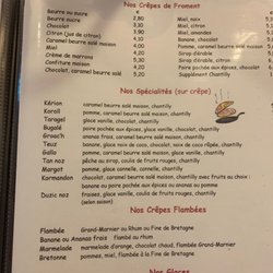Crêperie Les Korrigans - Dessert menu. Froment is I think buckwheat
