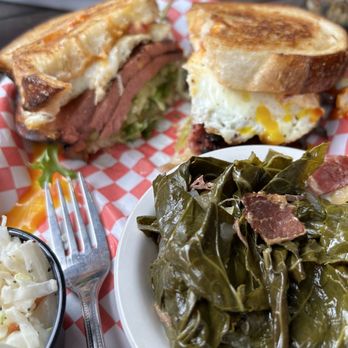 Libby’s Southern Comfort - Bologna Sandwich with collard greens..the greens were amazing - Southern Near Me - Covington, Kentucky