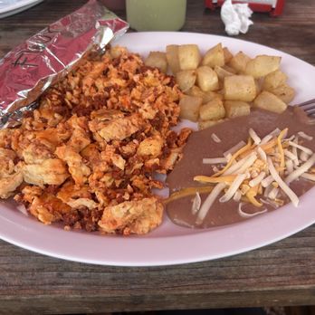 Marianas Taco Shop - Eggs and chorizo with beans and potatoes - Mexican Near Me - Frisco, Texas