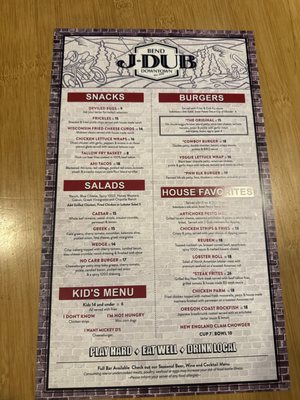 Menu photo 3 J DUB Bend, OR