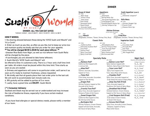Menu photo 7 Sushi World by Oishii Burlington, NC