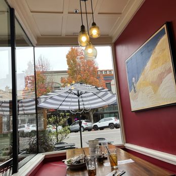 Wild Pear - Front window.  Place is narrow,  but beautiful.  Staff are nice.  We will see about the food! - Cafes Near Me - Salem, Oregon