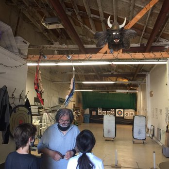 Palomo Archery - Getting set up for their very first lesson - Archery Near Me - Palo Alto, California