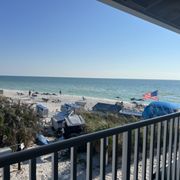 Looking out from our seats at Caddy's.