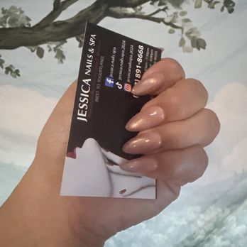 Jessica Nails Spa - Medium almond - gel x . Color 121 / nude cat eye - Nail Salons Near Me - Huntington Park, California