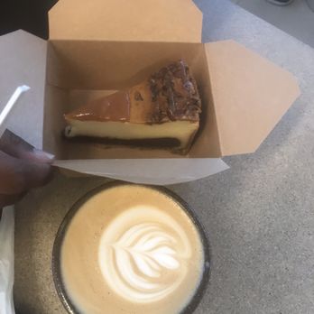 Seven Sundays Coffee - Caramel and chocolate cheesecake and caramel latte - Coffee & Tea Near Me - Royal Oak, Michigan