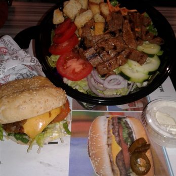 Habit Burger & Grill - Tips salad and real burger on the left - Burgers Near Me - Reno, Nevada