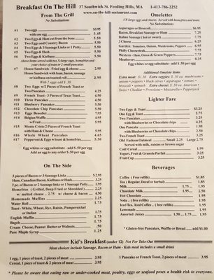 Menu photo 5 On The Hill Restaurant Feeding Hills, MA Menu photo 5 On The Hill Restaurant Feeding Hills, MA