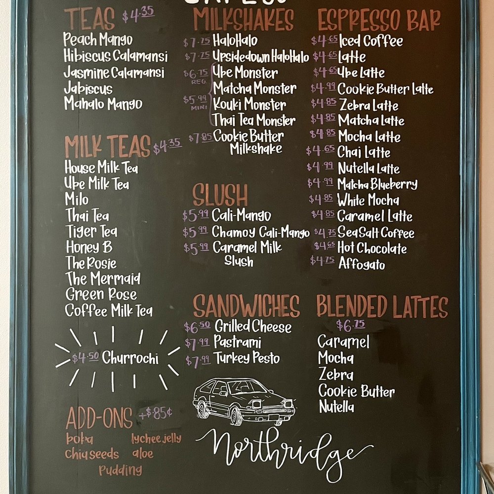 Cafe 86 - beautifully handwritten menu - Cafes Near Me - Northridge, California