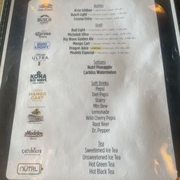 Drink menu June 2026