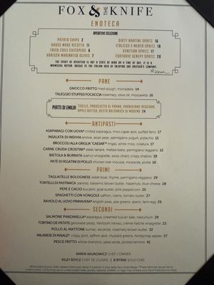 Menu photo 1 Fox & The Knife Boston, MA Menu photo 1 Fox & The Knife Boston, MA
