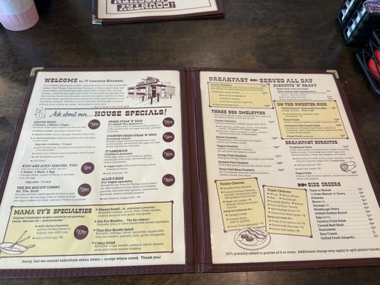 Menu photo 1 JT Country Kitchen Joshua Tree, CA