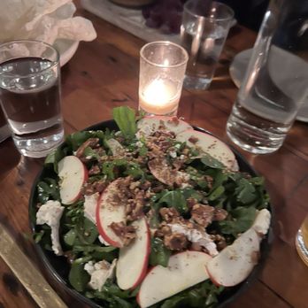 Manuela - Arugula, Brooks Cherries, Goat Cheese, Spiced Pecan, Aged Balsamic. Delicious! - New American Near Me - Los Angeles, California Manuela - Arugula, Brooks Cherries, Goat Cheese, Spiced Pecan, Aged Balsamic. Delicious! - New American Near Me - Los Angeles, California