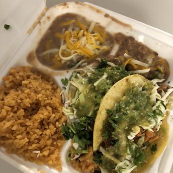 Valley Food - $3 2 taco plate w/beans and rice. Got 1 chicken 1 Asada. Chicken could have used more seasoning. - Grocery Near Me - Fresno, California