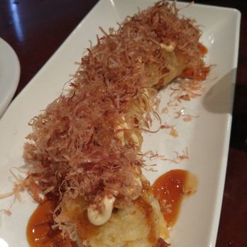 Sushi California - New menu item (i think). Asparagus scallop tempura roll. Deep fried roll with bonito flakes. - Sushi Bars Near Me - Coquitlam, British Columbia Sushi California - New menu item (i think). Asparagus scallop tempura roll. Deep fried roll with bonito flakes. - Sushi Bars Near Me - Coquitlam, British Columbia