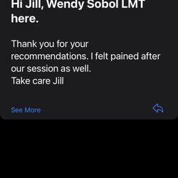 Wendy Sobol, LMP - A response from Wendy when I emailed with concerns from our session.
