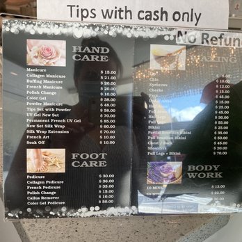 Eva Nail Salon - List of services. Also they have a million colors - Nail Salons Near Me - Brooklyn, New York
