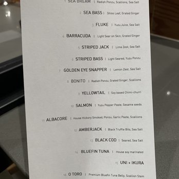 Hidden Fish - Omakase menu - Sushi Bars Near Me - San Diego, California