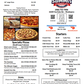Summit Entertainment Center - Menu pg 1 Updated 12-8-20 - Bowling Near Me - Washington, Michigan
