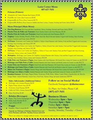 Menu photo 1 The Latin Corner Deltona, FL