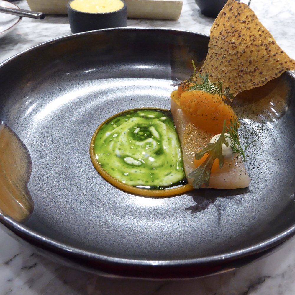 Bridges - Slightly smoked trout with dill, pumpkin, buttermilk, pear and mustard - Seafood Near Me - Amsterdam, New Hampshire