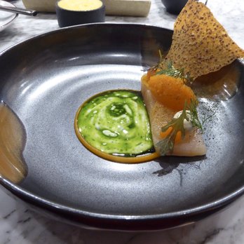 Bridges - Slightly smoked trout with dill, pumpkin, buttermilk, pear and mustard - Seafood Near Me - Amsterdam, New Hampshire