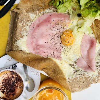 Bleue de Toi - Breakfast combo: Ham/cheese, egg crepe Fresh pressed OJ Sugar/butter crepe - Creperies Near Me - Biarritz, 64