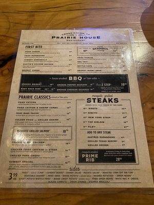 Menu photo 7 Prairie House Restaurant Crossroads, TX Menu photo 7 Prairie House Restaurant Crossroads, TX