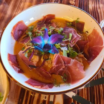 Olivos - Shrimp with serrano ham and mushrooms - Lots of shrimp! Delicious! - Spanish Near Me - Tampa, Florida Olivos - Shrimp with serrano ham and mushrooms - Lots of shrimp! Delicious! - Spanish Near Me - Tampa, Florida