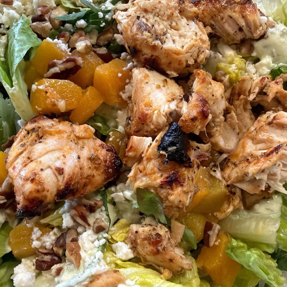 Seasonal peach and burrata salad