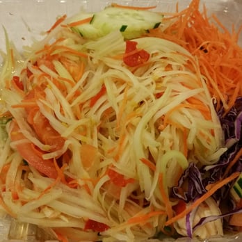 Thai Spice - 31. Green papaya salad (som tum): shredded green papaya, shrimp, tomatoes, chili tossed with special thai dressing, no peanuts - Thai Near Me - San Jose, California