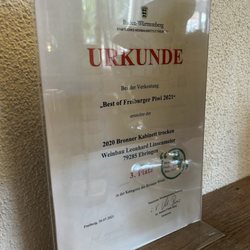 Storchen La Cicogna - Derde plaats bij winetasting 2021.