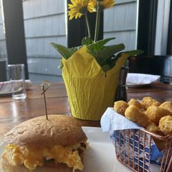 Breakfast Sammy with tater tots