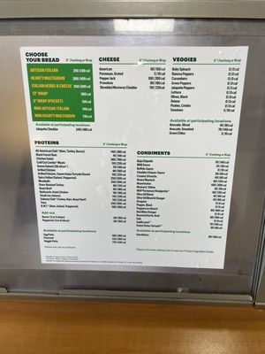 Menu photo 1 Subway Carrollton, TX