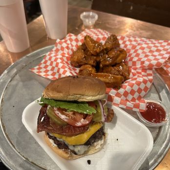 Original Hamburger Works - Double big one with bacon and double cheese. Medium extra crispy bone in wings - Burgers Near Me - Phoenix, Arizona Original Hamburger Works - Double big one with bacon and double cheese. Medium extra crispy bone in wings - Burgers Near Me - Phoenix, Arizona